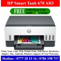 HP Smart Tank 670 Printers Gampaha. HP Duplex Ink Tank Colour Printer